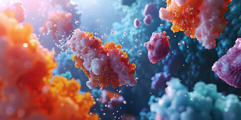 Poster - abstract rendering of biomorphic shapes and spheres