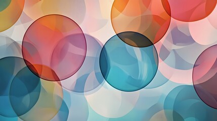 Poster - Colorful abstract spheres, vibrant circular patterns in shades of blue, red, and orange, ideal for creative projects and backgrounds.