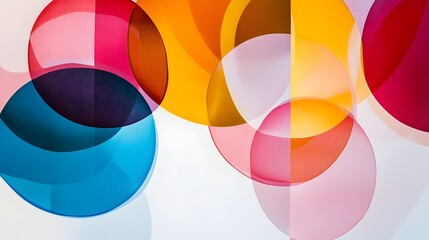 Poster - colorful abstract circles, vibrant overlapping shapes in bright hues creating a dynamic and playful 