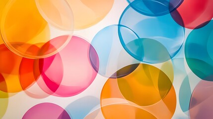 Poster - colorful abstract circles pattern, vibrant overlapping shapes in shades of orange, pink, and blue, p