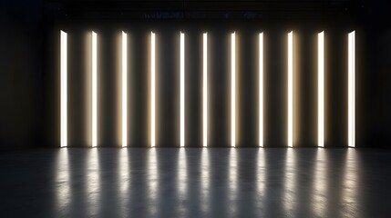 Poster - illuminated vertical lines, dynamic light display creating rhythm in dark space, perfect backdrop fo