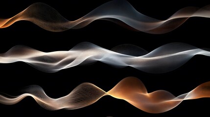 Poster - Colorful abstract light waves, flowing lines in varied hues against a dark background, suitable for modern design or creative projects.