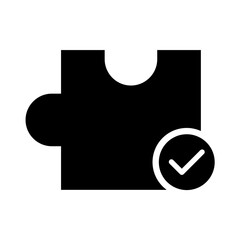 Sticker - Problem solution, puzzle, tick icon on transparent background 