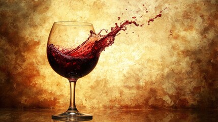 Aufkleber - A rich splash of Cabernet Sauvignon wine pours into a glass, showcasing its deep red color and smooth texture with a dramatic backdrop.