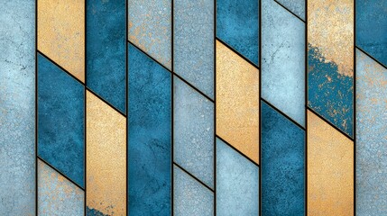 Poster - Colorful Geometric Pattern with Blue, Gold and Teal Textures in a Stylish Contemporary Design