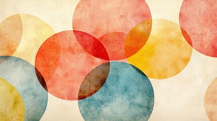 Poster - Colorful Abstract Circles Overlaid on a Textured Background with Warm and Cool Tones for Creative Projects