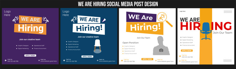 Creative job hiring poster design template job hiring typography Clean and simple employee hiring social media post banner template.