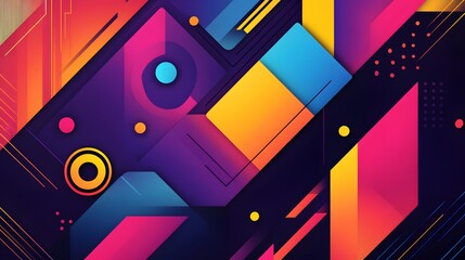 Poster - Vibrant abstract design, colorful geometric shapes with bold patterns, perfect for creative projects or digital backgrounds.