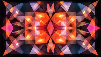 Poster - Vibrant abstract pattern, colorful lights creating dynamic shapes and symmetry, perfect for modern design themes and backgrounds.