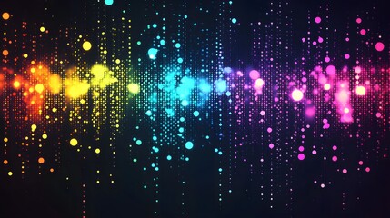 Poster - colorful soundwave visualization, vibrant hues creating a dynamic pattern, ideal for music or tech t