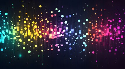 Poster - Vibrant abstract design, colorful light waves creating a dynamic pattern, suitable for digital art, backgrounds, or tech themes.