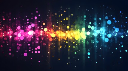 Poster - colorful soundwave patterns, vibrant digital art illustration, representing music and technology, id
