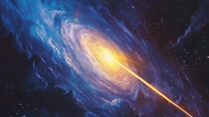 Wall Mural - a view from space to a spiral galaxy and stars. universe filled with stars.