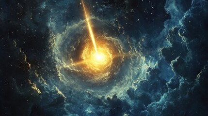 Wall Mural - A view from space to a spiral galaxy and stars. Universe filled with stars.
