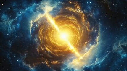 Wall Mural - a view from space to a spiral galaxy and stars. universe filled with stars.