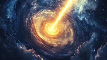 Wall Mural - a view from space to a spiral galaxy and stars. universe filled with stars.