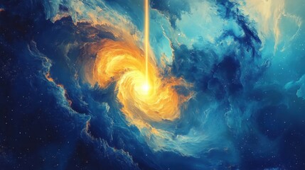 Wall Mural - a view from space to a spiral galaxy and stars. universe filled with stars.