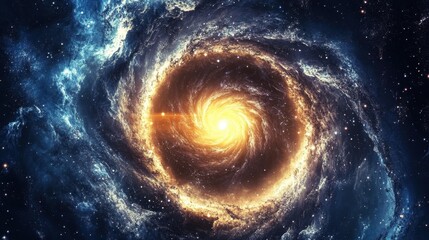 Wall Mural - a view from space to a spiral galaxy and stars. universe filled with stars.