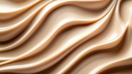 Poster - Smooth waves of white chocolate filling the frame, creating a luxurious texture, top view.