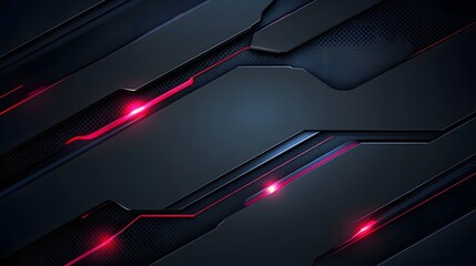 Poster - Futuristic abstract design, dark background with glowing red lines creating a tech-inspired atmosphere, ideal for digital themes.