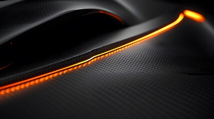 Poster - dynamic abstract wave pattern, smooth flowing lines in black with vibrant orange highlight, suitable