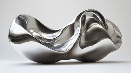 Poster - modern abstract sculpture, sleek metallic design with fluid curves, ideal for contemporary art displ