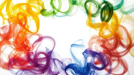 Poster - Pride-themed colorful swirls creating a circular pattern on a clean white backdrop, ideal for creative projects, text space available