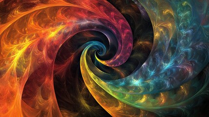 Poster - Radiant colorful swirls flowing outward in a spiral, creating a vibrant abstract pride-themed design, room for text
