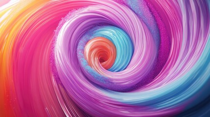 Poster - Radiant colorful swirls flowing outward in a spiral, creating a vibrant abstract pride-themed design, room for text