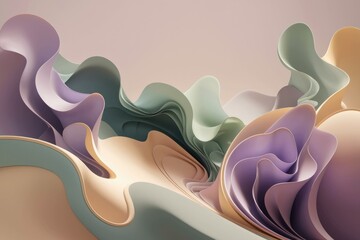 Poster - Abstract pastel-colored waves and folds create a dreamy, flowing composition.