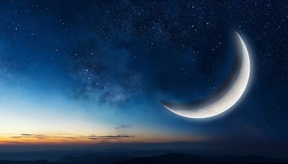 Wall Mural - a crescent moon in the night sky