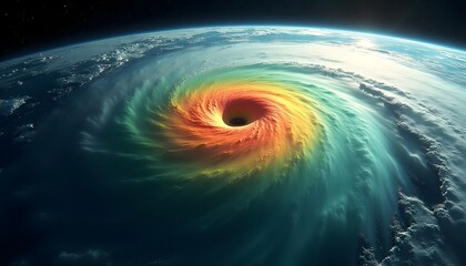 cosmic hurricane: a mesmerizing swirl of colors above earth