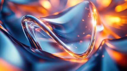 Fototapete - Abstract glass shapes create a stunning interplay of light and form, captivating the viewer with vibrant colors and fluid contours in a contemporary art setting