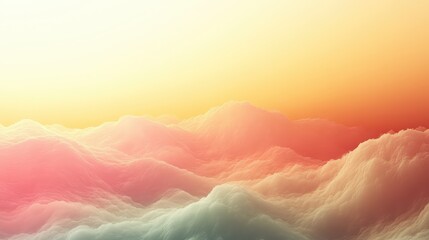 Poster - As the sun sets, the sky transforms into a canvas of soft pastel gradient clouds, filling the atmosphere with a serene and calming vibe that envelops the peaceful landscape below