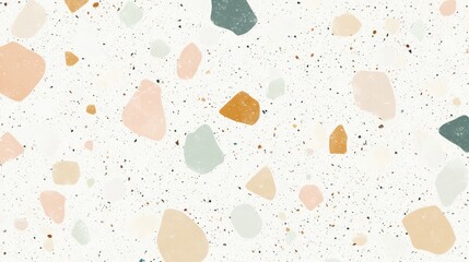 Poster - Lightly speckled terrazzo floor texture features soft white with pastel accents in a modern minimalist setting enhancing contemporary design aesthetics