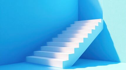 Poster - Minimalistic gradient design featuring stairs set against a vibrant blue background creates a serene and modern atmosphere in a bright space