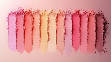 Poster - Soft coral and muted peach gradient creating a smooth transition between shades in a delicate arrangement of powdery pigments in an artistic display