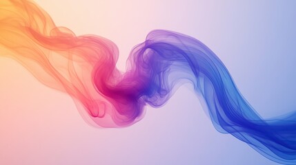 Poster - Colorful rainbow gradient smoke swirling through the air, creating an ethereal atmosphere of light and movement in a serene backdrop