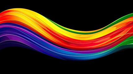 Poster - Vibrant rainbow swirls forming an abstract wave, symbolizing pride and unity, with ample space for text