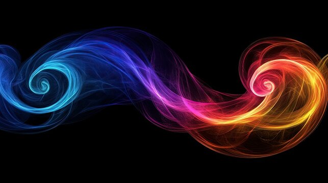 Vibrant rainbow swirls forming an abstract wave, symbolizing pride and unity, with ample space for text