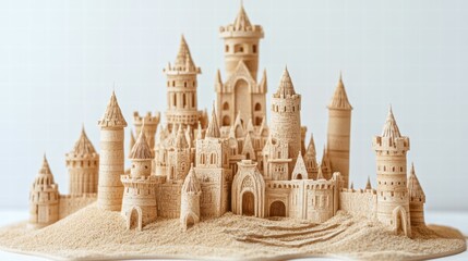Poster - Delicate Sandcastle Design with Intricate Towers on a Bright Background