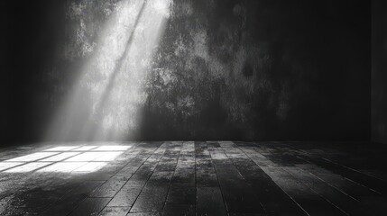 Poster - Subtle interplay of light and shadow on a chalkboard textured surface with no markings, creating a serene and contemplative atmosphere in a minimalistic space