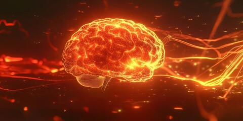 Poster - Brain with a red glow