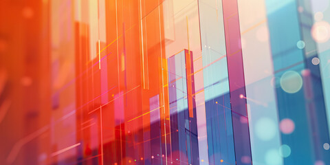 Poster - Abstract Composition of Translucent Rectangles and Interconnecting Lines