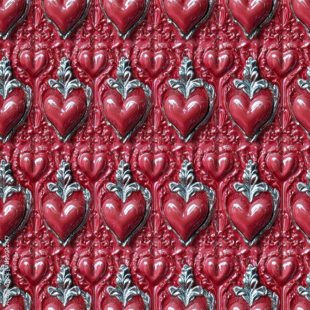 Vintage Red and Silver Hearts Pattern for Valentine's Day Decor ...