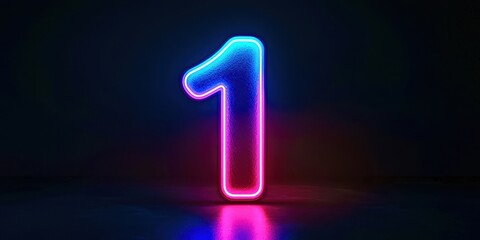 Poster - Neon sign with the number 1 in pink and blue