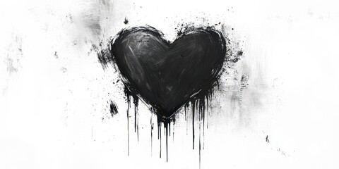 Poster - Heart with black paint dripping from it