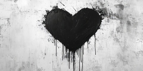 Poster - Heart with black paint dripping from it