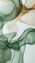 Poster - A captivating display of flowing organic shapes unfolds, showcasing a palette of pastel sage and delicate beige tones. These gentle curves create a sense of tranquility and movement
