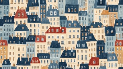 Wall Mural - vintage seamless pattern showcasing parisian cityscape design